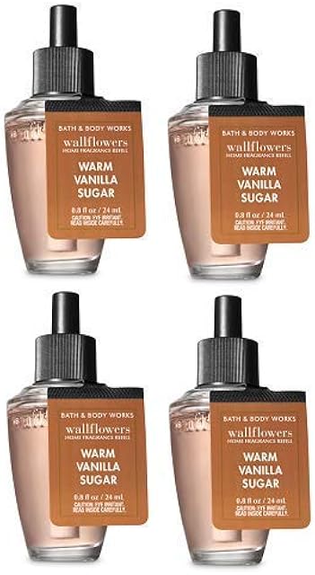 Bath and Body Works 4 Pack Warm Vanilla Sugar Wallflowers Fragrance Refill. 0.8 fl oz.