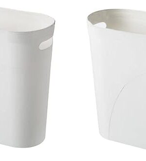 Bathroom Small Trash Can, 3 Gallon Slim Plastic, Set of 2, White