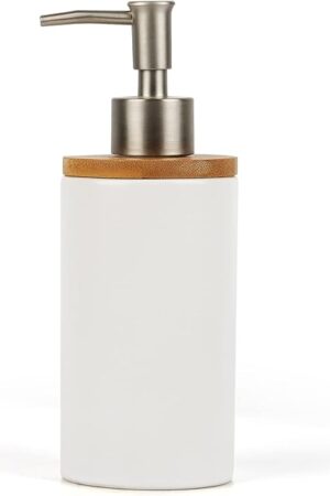 Ceramic Soap Dispenser Hand Soap Dispenser Refillable Liquid Great for Kitchen and Bathroom Decorative (White)