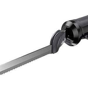 BLACK+DECKER 9 inch Electric Carving Knife, Comfort Grip Handle & Safety Lock Button, Stainless Steel Blades and Dishwasher Safe Parts, Corded, White