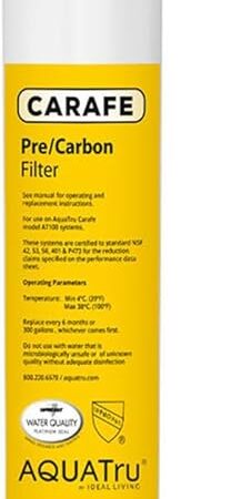 AquaTru Carafe AT100 2-Stage Pre/Carbon Filter | Reduces Sand, Silt, Sediment, Rust, and Particles | Activated Carbon Reduces Chlorine Taste and Odors