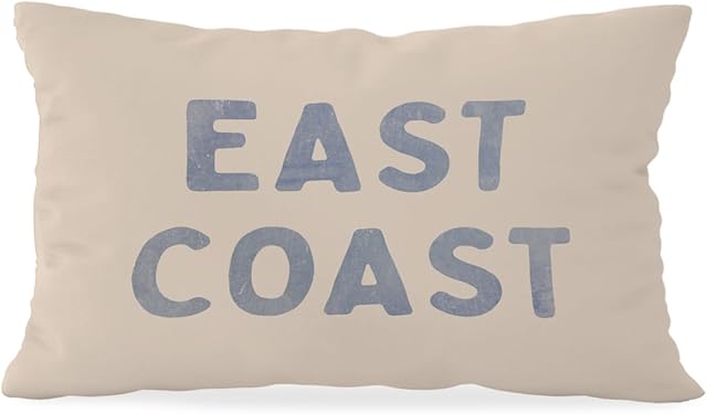 Blue Coastal Throw Pillow Cover 12x20, Coastal Room Decor, Blue Dorm Decor, Coastal Preppy Trendy Retro East Coast Coquette Decor for Girls Room College Sofa Couch