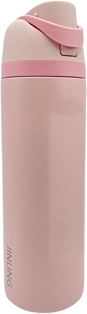24oz Insulated Stainless Steel Water Bottle with Straw for Sports and Travel, BPA-Free Sports Water Bottle (Light Pink)