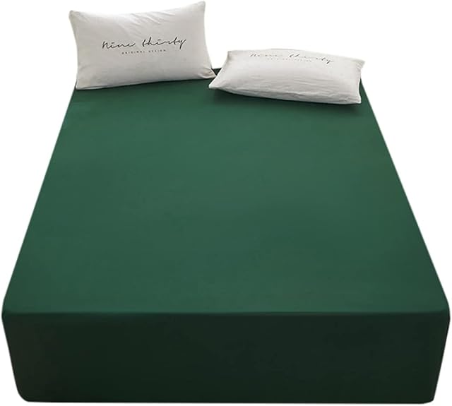 Bedding 1piece Queen Size Fitted Sheet Only-Queen Size Bottom Fitted Sheet-Fits 15inches Deep Pocket Bed Matress Sheet-Soft and Microfiber-Easy Care Wrinkle Free Fade & Shrink Resistant-Dark Green