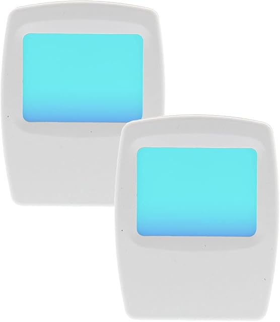 Amerelle Always-On Blue Night Light, 2 Pack (71282) - Slim, Plug-in, LED Light with a Soft, Cool Blue Glow - Suitable for Bedrooms, Bathrooms, Hallways, Kitchen, or Nursery