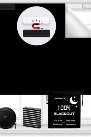 100% Blackout Blind Magnetic Window Cover 118 x 57Inch,No Drill,Cut Any Size/Shape,Portable Black Out Shades Curtains for Nursery Bedroom,Rv,Media Room with Magnetic Closure