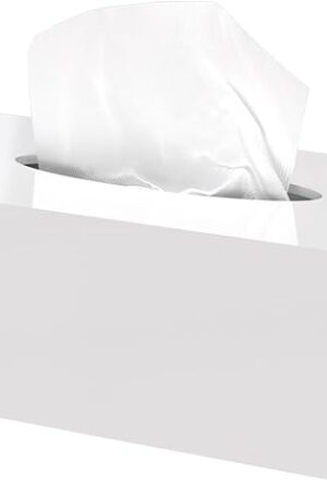 Acrylic Tissue Box Cover Rectangle, PITBVO White Tissue Box Holder, Facial Napkin Dispenser for Bathroom Kitchen Bedroom Office Hotel Use Shiny White