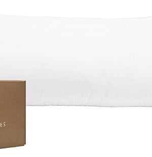 BIOWEAVES 100% Organic Cotton Body Pillow Cover for Body Pillowcases 300 Thread Count Soft Sateen Weave GOTS Certified with Zipped Closure - 21" x 54", White