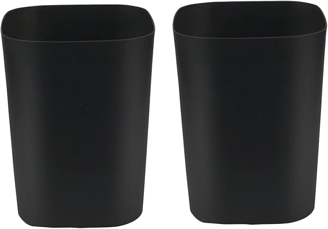 Besli 2 Gallon Small Trash Can Garbage Can Wastebasket for Bathroom Bedroom Kitchen Office (Black, 2 Pack)