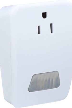 AmerTac MLC4BC Westek Indoor Plug-in Motion Activated Light Control – White, 120V 60Hz, 100 deg. Detection Zone | Wireless Motion Sensor