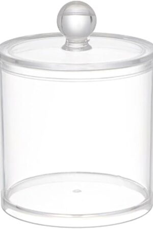 1 Pack Acrylic Qtip Holder Dispenser,Bathroom Canisters Apothecary Jar Set, Vanity Makeup Storage Organizer Set, 12 oz