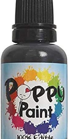 Black Edible Poppy Paint, Fast Drying Poppy Paint for Cake Pops, Cookies, Chocolates – Premium Quality Poppy Paint to be used on Glaze Icing, Fondant, Wafer Paper, Candy (30ml - Black)