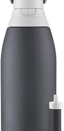 Brita Stainless Steel Premium Filtering Water Bottle, BPA-Free, Reusable, Insulated, Replaces 300 Plastic Water Bottles, Filter Lasts 2 Months or 40 Gallons, Includes 1 Filter, Carbon - 32 oz