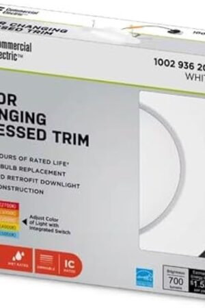 Commercial Electric 5/6 in White Integrated LED Energy Star Color Changing Recessed Trim Downlight