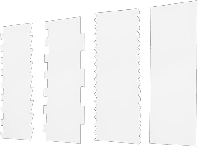 4 Pack Clear Cake Combs, Clear Acrylic Cake Smoother Scraper, Clear Acrylic Cake Scraper, Large Clear Acrylic Cake Scraper, Acrylic Cake Scraper Set, Clear Acrylic Cake Scraper Cake Decorating