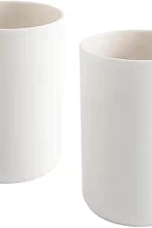 Bathroom Tumblers 2Pcs, Mouthwash Cup, Toothbrush Holders, Drink Mug, Pen Holder, Unbreakable Dishwasher Safe, 10fl.oz(300ml)/Pcs (White & White)