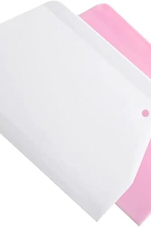 2-Pack Dough Scraper Set,Plastic Pastry Scraper and Dough Cutter Tool for Pizza, Dessert, Cake Baking, and Bread Making Dishwasher Safe (White & Pink)
