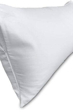 Body Pillow Cover, Precoco 100% Cotton Body Pillow Pillowcase-Premium White Pillow Case with Double Zipper Fitted, Breathable & Ultra Soft/600 Thread Count Covers for Easy Care, 20x54, 1 Pack