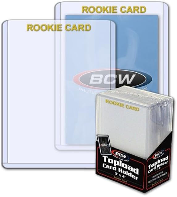 The BCW 3X4 Top Loaders for Cards | Rookie Imprinted Gold Toploaders | Rigid PVC | Protects Baseball, Football, Hockey, MTG, Pokemon Cards | Standard Size Top Loaders