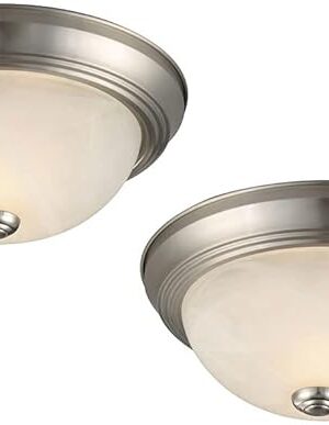 Design House Ceiling Light Flush Mount Uses (2) 60W Bulbs Satin Nickel 11.25 in. D x 4.75 in H