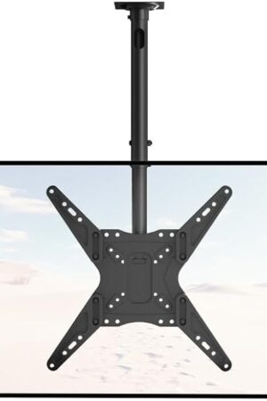 WALI Ceiling TV Mount Adjustable Bracket Fits Most LED, LCD, OLED and Plasma Flat Screen Display 23 to 65 Inch, up to 110 Lbs, Mounting Holes 400x400mm (CM2365), Black