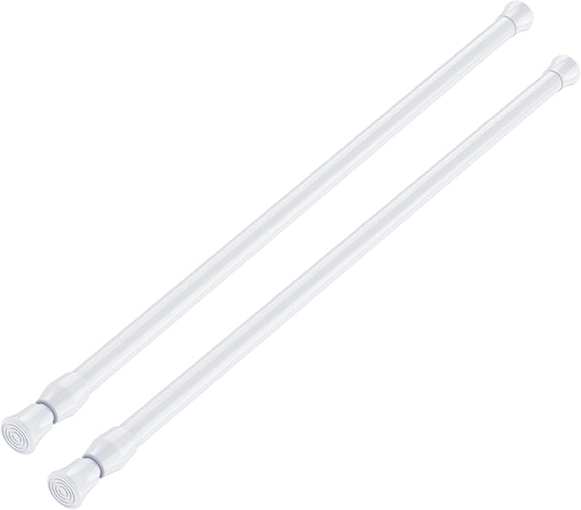AIZESI Spring Tension Curtain Rods Short Tension Rod (White,17" to 28"-2Pcs)