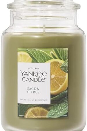 Yankee Candle Sage & Citrus Scented Candle, 22oz Large Jar with up to 150 Hour Burn Time, Great for gifting, Birthdays