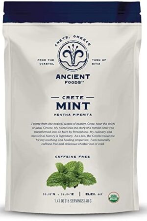 Ancient Foods Organic Mint Tea – Mint Loose Leaf Tea, Organic and Caffeine Free Tea Leaves from Crete (40g)