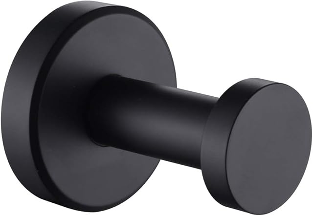 APLusee Matte Black Wall Mount Robe Towel Hook Stainless Steel