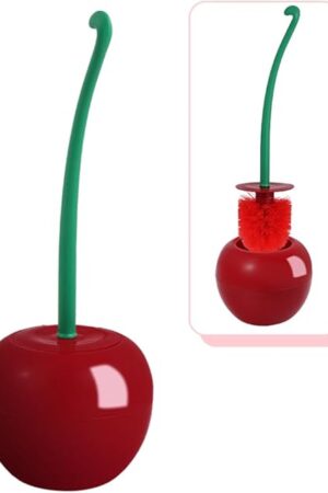 Cherry Toilet Brush, Cute Toilet Bowl Cleaners Brush and Holder Set, Unique Fruit Bathroom Decor Supplies and Fun Bathroom Accessories.