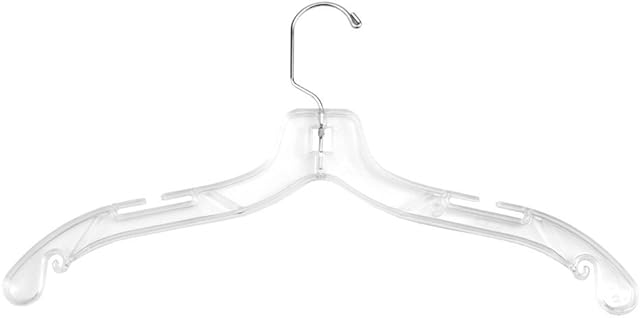 NAHANCO 505HU Plastic Shirt/Dress Hangers with Chrome swivel Hook, Middle Heavy Weight, 17", Clear (Pack of 50)