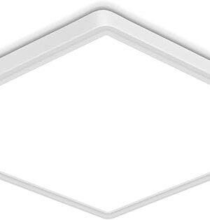 12 Inch Square Flush Mount LED Ceiling Light Fixture, 6500K Daylight White Light LED Ceiling Lamp, Slim Flat Panel Lighting Fixture for Laundry Room, Bedroom, Kitchen, Living Room, Closet