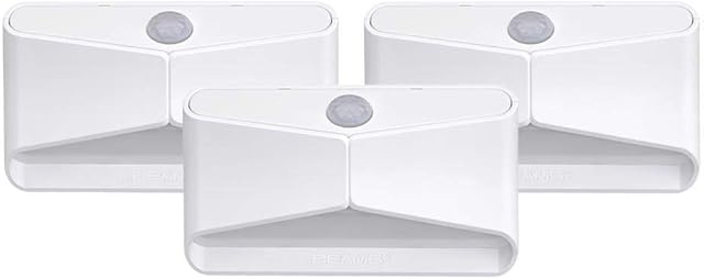 Beams MB710 15 Lumen LED Wireless Battery Powered Motion Sensing LED Nightlight, 3-Pack, White