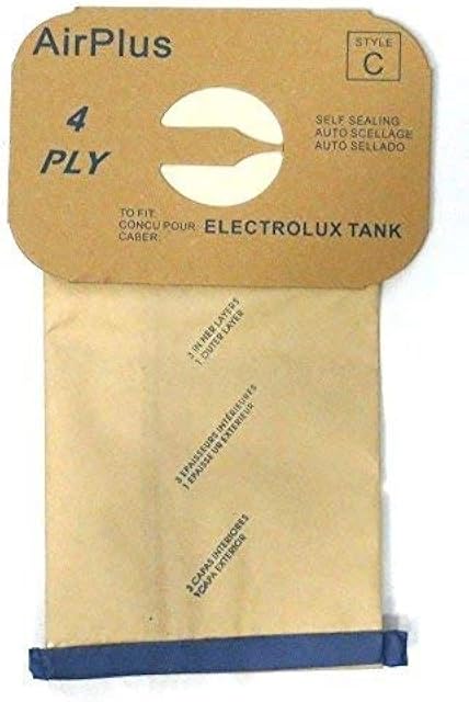 8 (Eight) Bags for Electrolux Canister Vacuum Style C - 4 Ply Bags with Rubber Seal