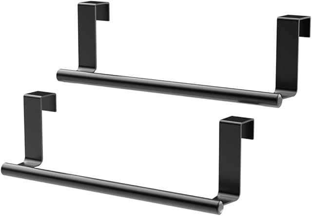 9" Over The Cabinet Towel Bar, Hand Towel and Washcloth Rack for Bathroom and Kitchen, 2 Pack