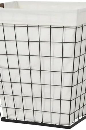 75L Steel Wire Laundry Hamper with Removable Liner Rectangular Laundry Basket Ideal for Laundry, Storage, Decorative