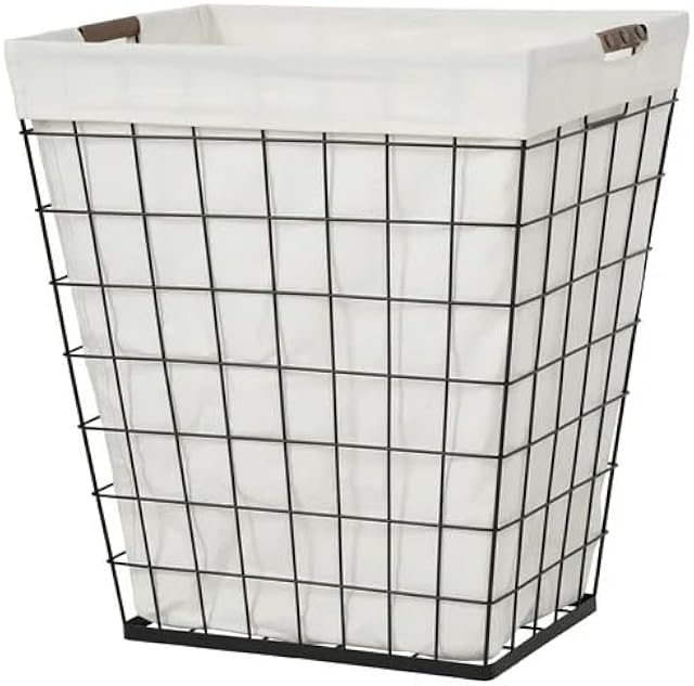 75L Steel Wire Laundry Hamper with Removable Liner Rectangular Laundry Basket Ideal for Laundry, Storage, Decorative