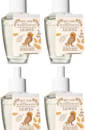 Bath and Body Works 4 Pack Leaves Wallflowers Fragrances Refill. 0.8 Oz.