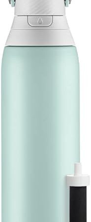 Brita Stainless Steel Premium Filtering Water Bottle, BPA-Free, Reusable, Insulated, Replaces 300 Plastic Water Bottles, Filter Lasts 2 Months or 40 Gallons, Includes 1 Filter, Glacier - 20 oz