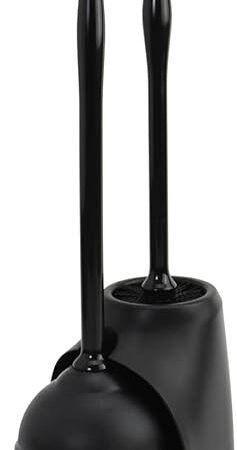 Casabella Bowl Brush & Plunger Combo - Heavy-Duty Toilet Plunger and Cleaning Brush, Ergonomic Handles, Durable Bowl Brush, Tackles Tough Clogs, Discreet Storage
