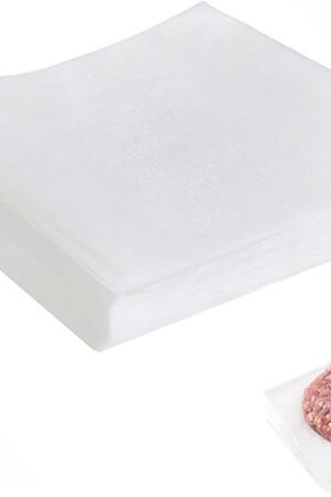 100Pcs 6" x 6" Unbleached Parchment Paper, Burger Patty Paper, Non-Stick Squares Wax Paper Sheets for Seperating Patty, Cookies, Baking, Wrapping Candies