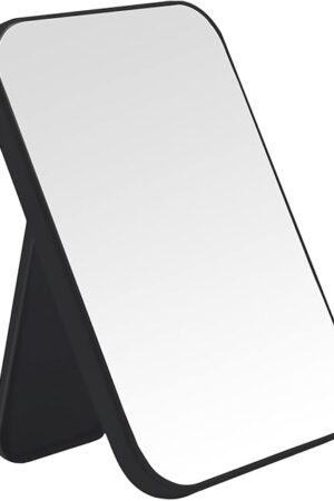 8-Inch Desktop Makeup Mirror, Portable Princess Mirror,Table Desk Wall Hanging Dual-Purpose Square Mirror Black
