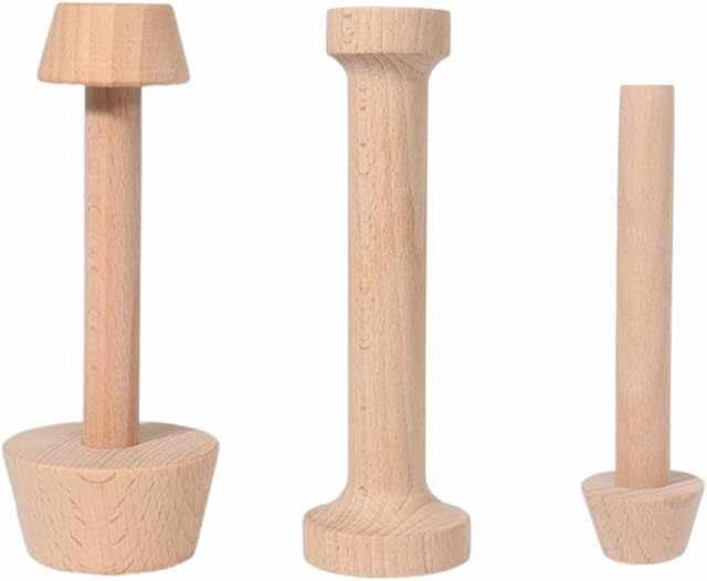3 Pieces Wooden Tart Tamper Set Double Side Pastry Dough Tamper Egg Tarts Tamper Pastry Tools DIY Cake Pastry Tools for Making Egg Tart, Pasta, Cheesecakes Dessert Kitchen Baking Tools