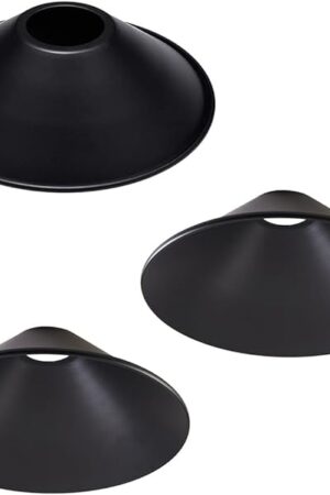 3-Pack 8.7"Industrial Iron Lamp Shade, Light Cone Shade Black Pendant Light Covers, Vintage Metal Replacement Lampshade, Ceiling Chandelier Shade, Wall Lamp Shade