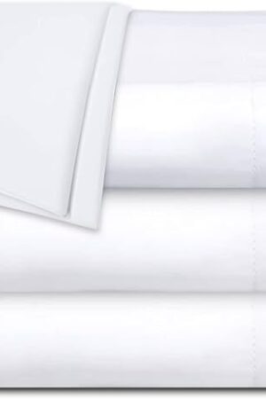 White Classic Twin Flat Sheets 3 Pack, White Cotton Flat Bed Sheet 66x104 Inches, 200 Thread Count Hospital Bed Sheets