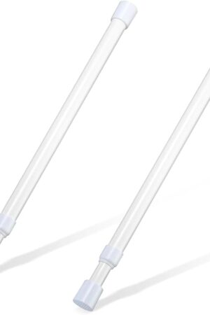 2 Pcs Small Tension Rod 12-20 inch Spring Rod, Tension Rod Spring Tension Rod, Small Tension Curtain Rod, Short Thin Tension Rods, Mini Tension Rods for Closet, Cabinets, Cupboard, Drawers, White
