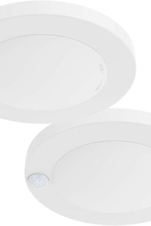 ZAGO LED 6" 120 Volts Closet Light Wired, PIR Motion Sensor Ceiling Disc Light, 15W, 1100 Lumens, CRI>80, 5000K Daylight White for Closet, Laundry, Garage, Pantry, Wet Location, ETL, White, 2 Packs