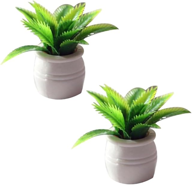 The 2 Pieces Dollhouse Decoration Plant Pots Miniature Green Potted Bonsai Model Dollhouse Accessories Decor,1:12 Scale Doll House Miniature Plant Model, DIY Decoration Props Accessories