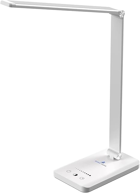 Ambertronix LED Desk Lamp with Touch Control, USB Charging Port, Dimmable Eye-Caring Auto Timer
