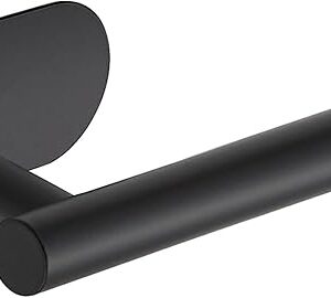 1 Pack Adhesive Toilet Roll Holder Stand - Matte Black SUS304 Stainless Steel, Rustproof Toilet Paper Holder No Drilling Tissue Holder for Kitchen Bathroom Wall Mount Bathroom Tissue Holder